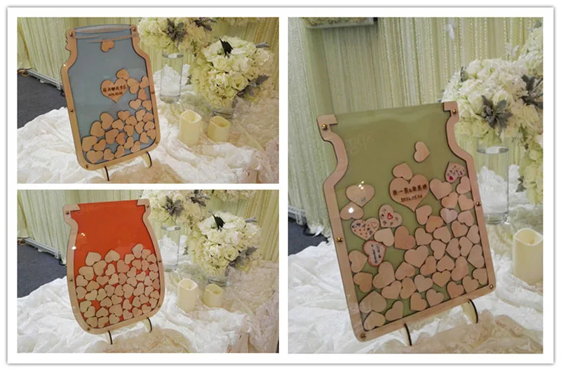 Unique Wedding Guest Book Custom Wedding Gift Wood Heart Guest Book