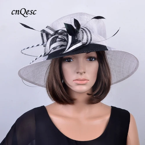 

NEW Wholesale Attractive multiple color NEW 3 colours BLACK/WHITE Sinamay Fascinator hats for wedding women's hat,church.
