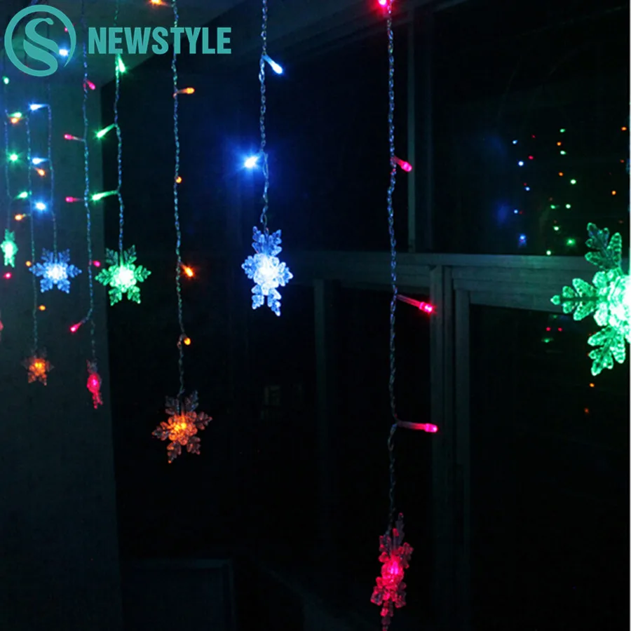 

3.5M 96 Leds Christmas Lights Holiday Lighting Outdoor Snowflake Fairy Curtain LED String Light For Home Party New Year Decor