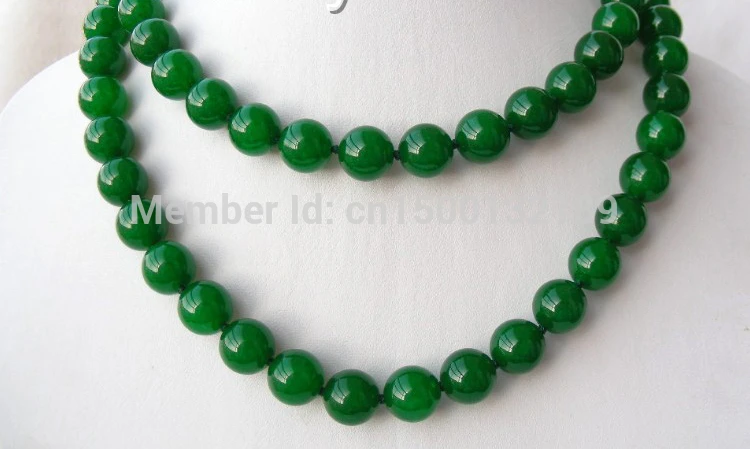 

j00342 wonderful 35"round 14mm green natural stone necklace