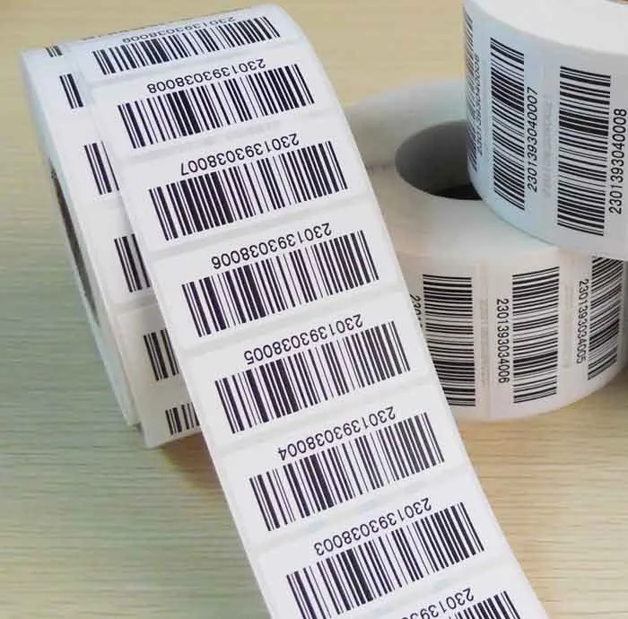 Serial number labels with barcode