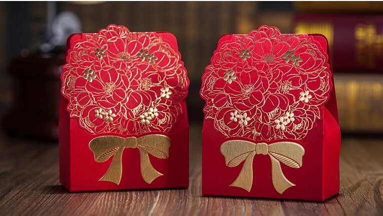 Red Flower Wedding Gift Bag Box Decoration Fl Lover Party Red Flower Wedding Gift Bag Box Decoration Fl Lover Party Sweet Packaging Gifts And Favors For Guest Guests In Bags Wring Supplies