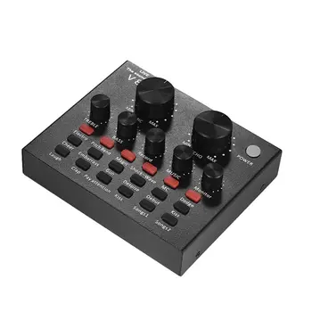 

External Audio Mixing Sound Card USB Interface with Multiple Sound Effects Built-in Rechargeable Battery for Singing Recording