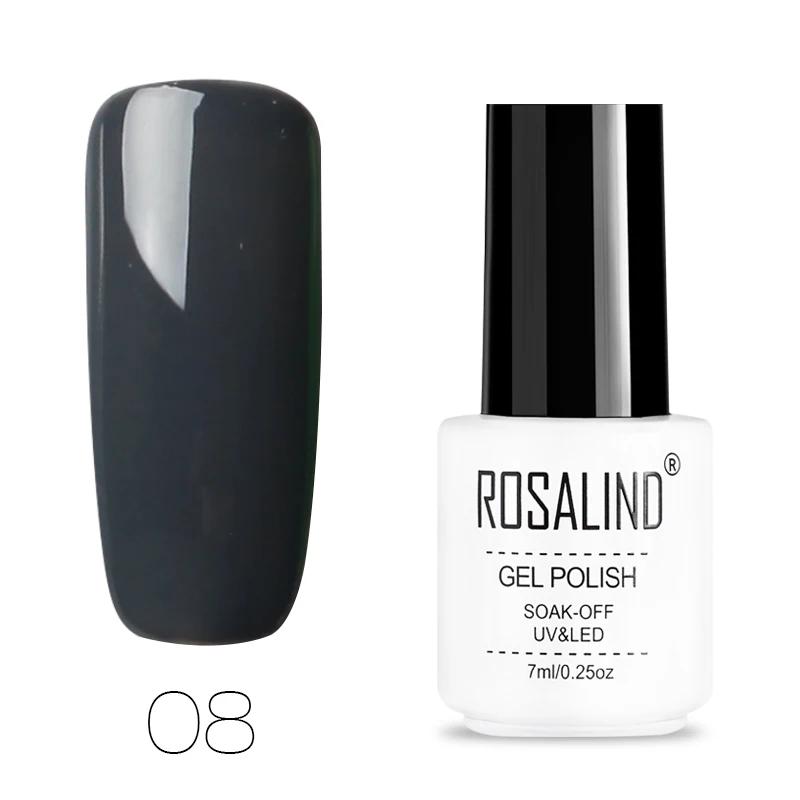 Гель ROSALIND 1 Гель-лак для ногтей 7 мл белая бутылка для дизайна ногтей чистые цвета стойкий Гель-лак для ногтей Лаки отмачиваются маникюр - Цвет: 08