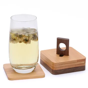 

Wooden Eco-friendly Set 4pcs Coffee Table Mats Creative Coasters Placemat Place Mats for Dining Table Kitchen Accessories 6CD019