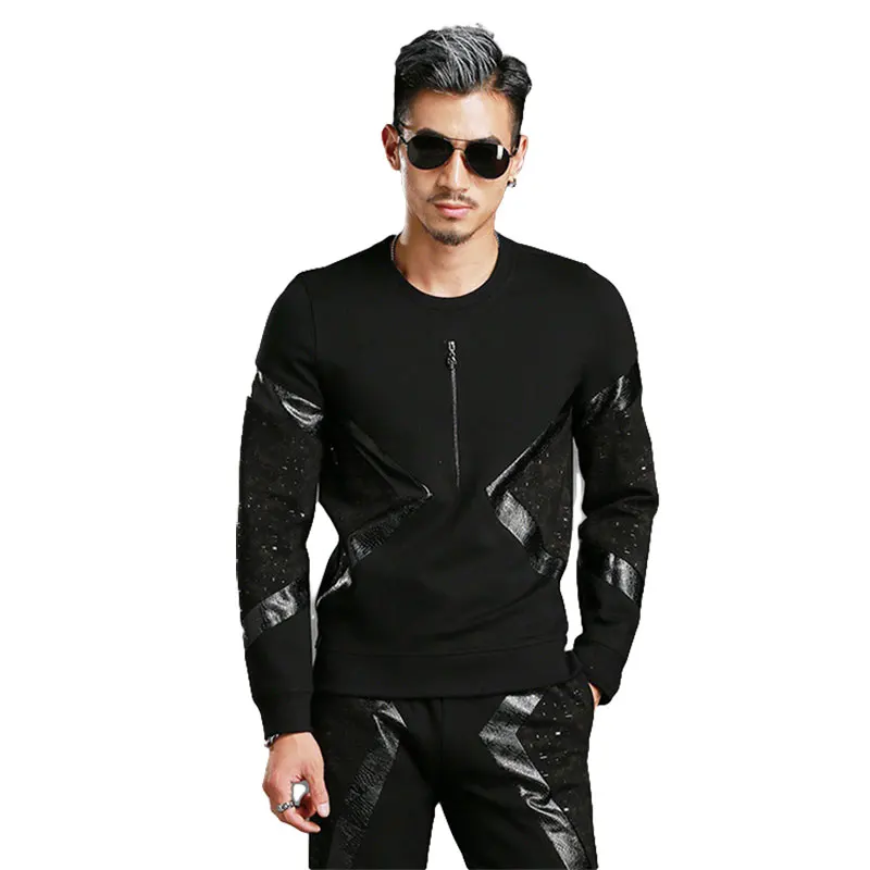 Aidiemeng Printed Hoodies Men 2018 Spring Fashion Black Sweatshirt Men Tracksuit O-neck Long Sleeve Sweatshirts For Men Clothing