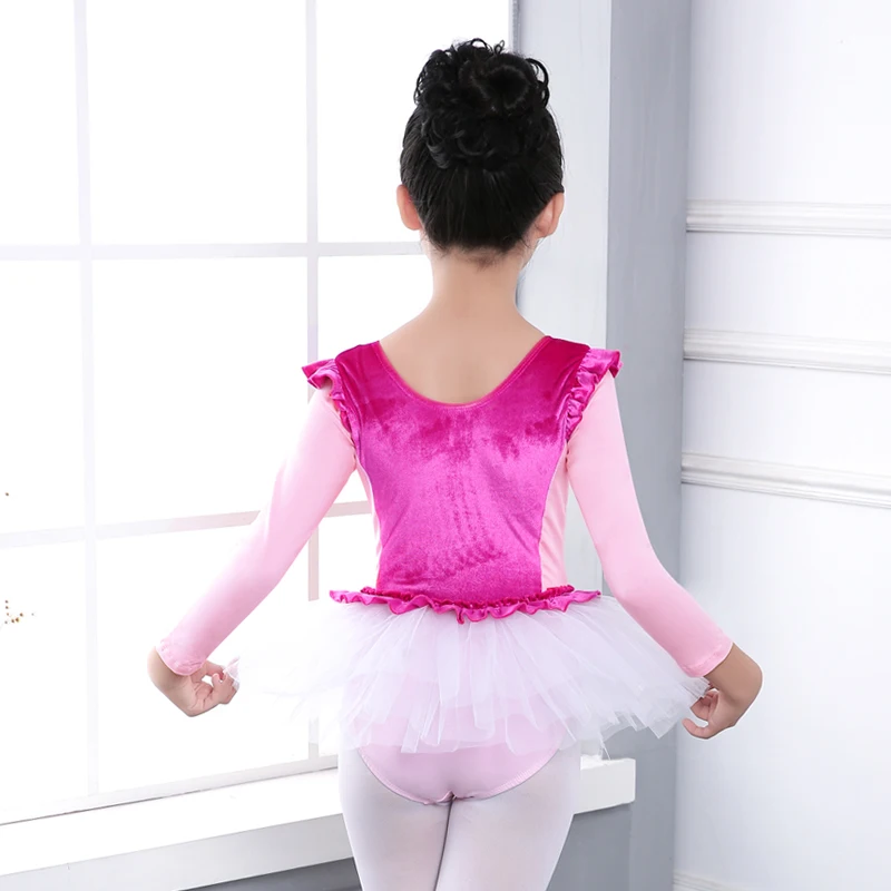 Новое поступление, Осеннее балетное танцевальное платье-пачка для девочек детское бархатное балетное трико с длинными рукавами, танцевальное платье