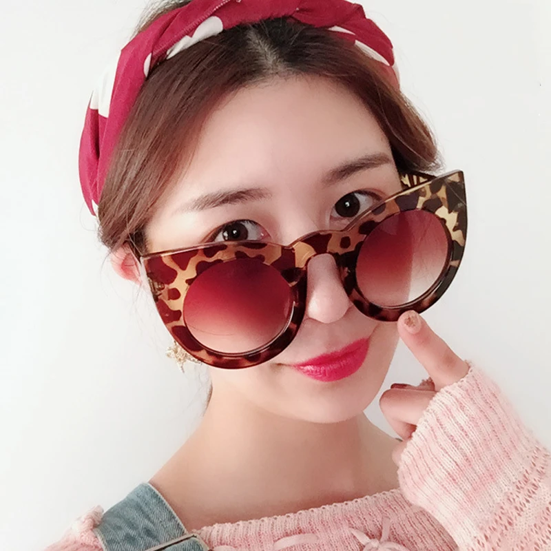 

New Trending Sunglasses Womens Fashion Cat Eye Cute Sunglasses Women Round Leopard Cateye's Sun Glasses Female Vintage Goggles
