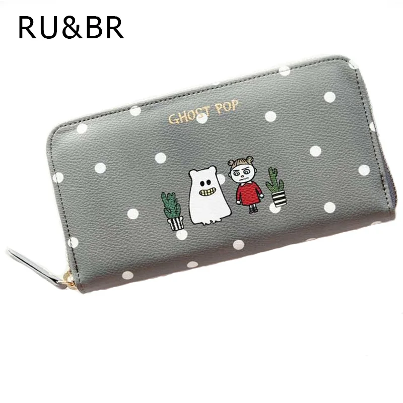  RU&BR Vogue Cute Wallet Women Card Purse Feminina Zipper Long Wallet Animal Print Female Women'S Cash Popular Portable Money Bag 
