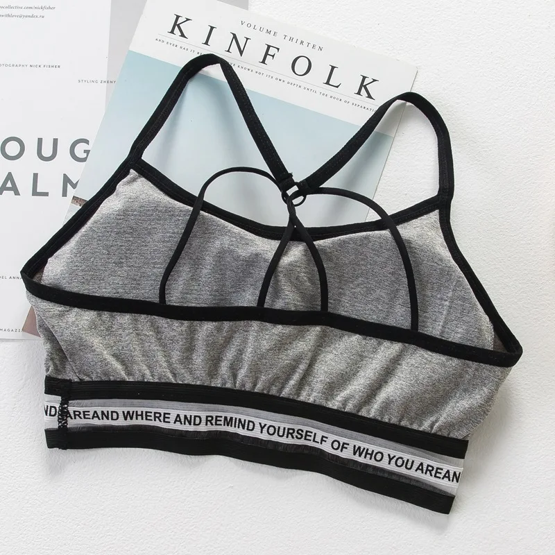 SP&CITY Sporty Style Letter Print Solid Cotton Tube Top Women Summer Criss-Cross Invisible Bras Push Up Bra Soft Breathable Tops