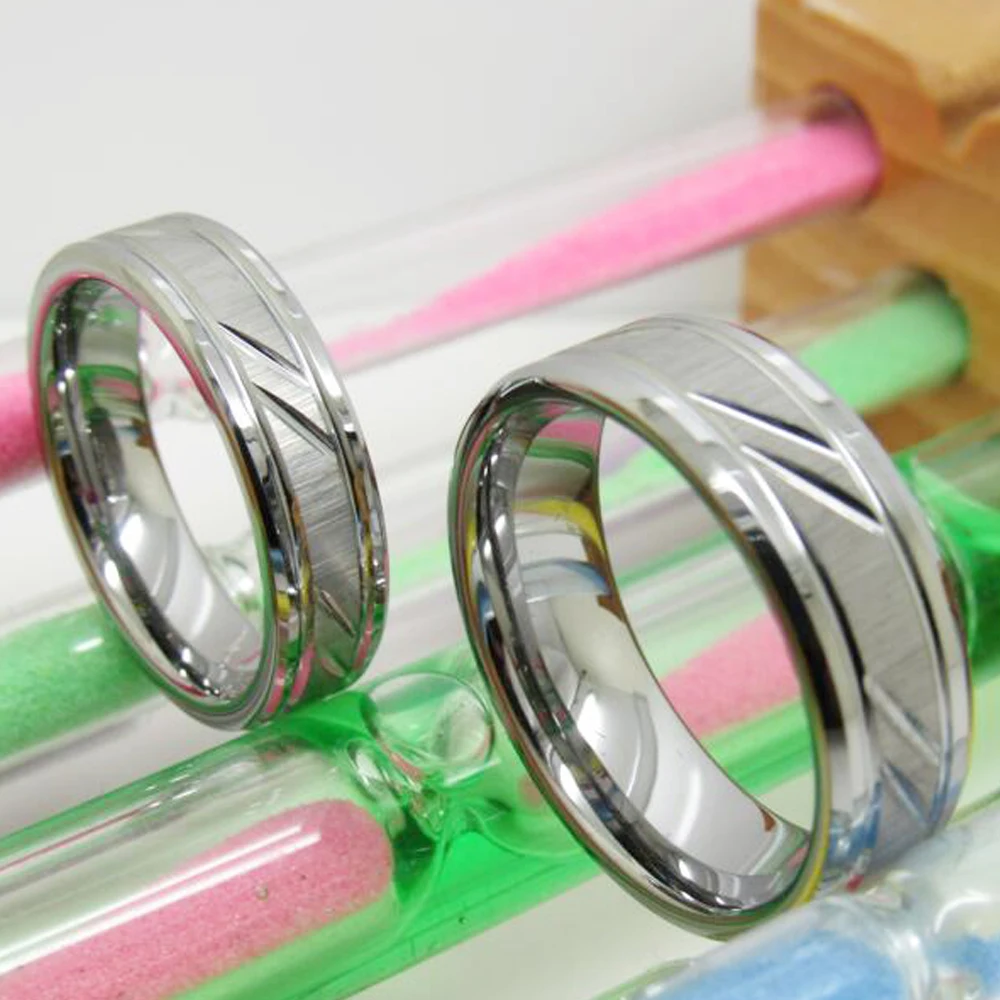 New Fashion Wedding Rings Silvevr Color Craved Pattern Tungsten Carbide Rings Women's Wedding Anniversary Engagement Rings