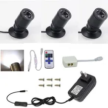 3/4/6/8 шт 12 V Мини светодиодная лампа направленный с подсветкой лампы Набор потолочный с дистанционным управлением встраиваемый 1,5 W Серебряный черный цвет, для шкафов огни