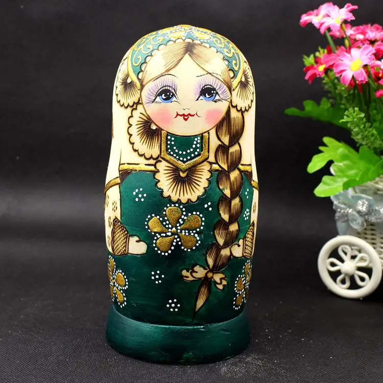 Модные свадебные подарки 7 шт. деревянные русские Матрешки красные зеленые косы для девочек традиционные куклы-матрешки детские развивающие игрушки