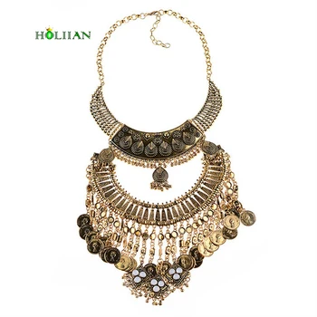 

Women za necklace New vintage coin tassel memorial necklace big south American tribal chokers egyptian necklace ethnic collars