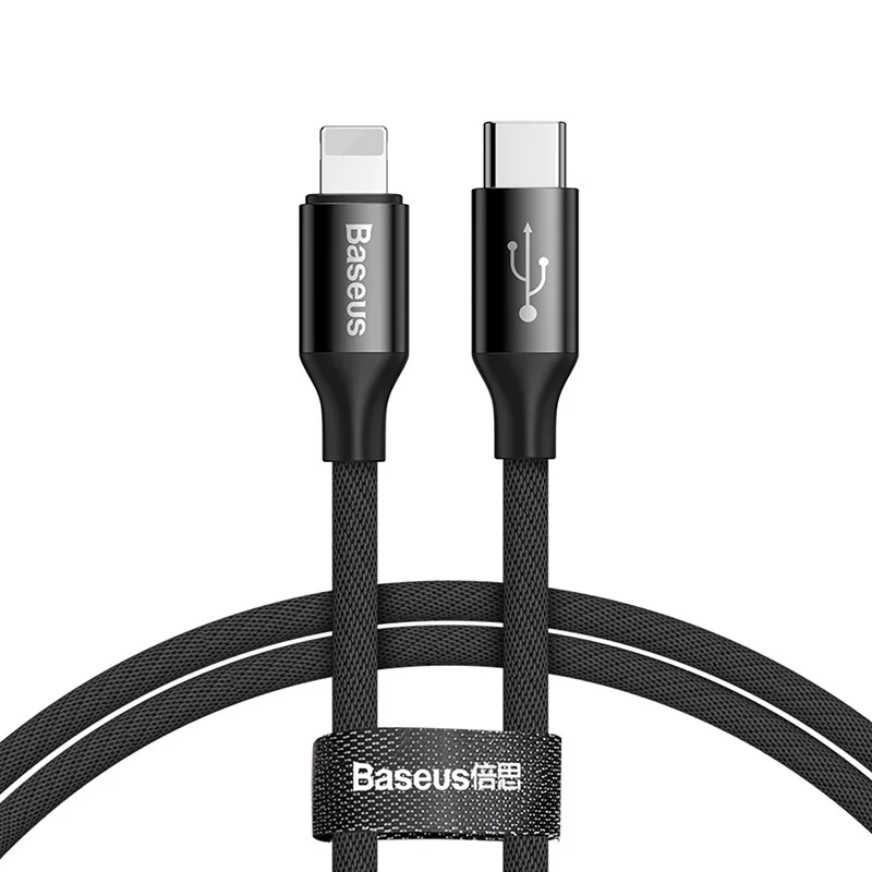 Baseus usb type C к usb-кабелю для iPhone Xs Max XR Xs X 10W PD кабель быстрой зарядки type C для iPhone USB шнур зарядное устройство магнитная зарядка магнитный кабель - Цвет: Черный