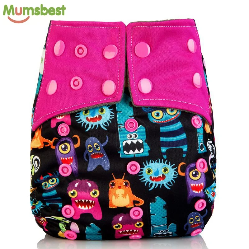 Set of 4 Fastener: Hook-Loop Reusable Pocket Cloth Nappy Littles /& Bloomz Patterns 403 with 8 Bamboo Charcoal Inserts