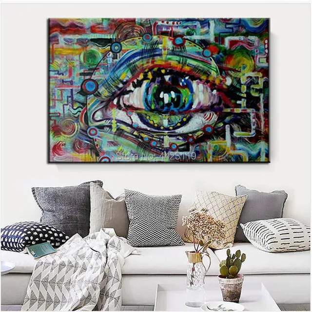 Hand Painted Modern Abstract Oil Painting Eyes Pop Art Design Wall Hand Painted Modern Abstract Oil Painting Eyes Pop Art Design Wall Ideas Canvas Decor Pictures