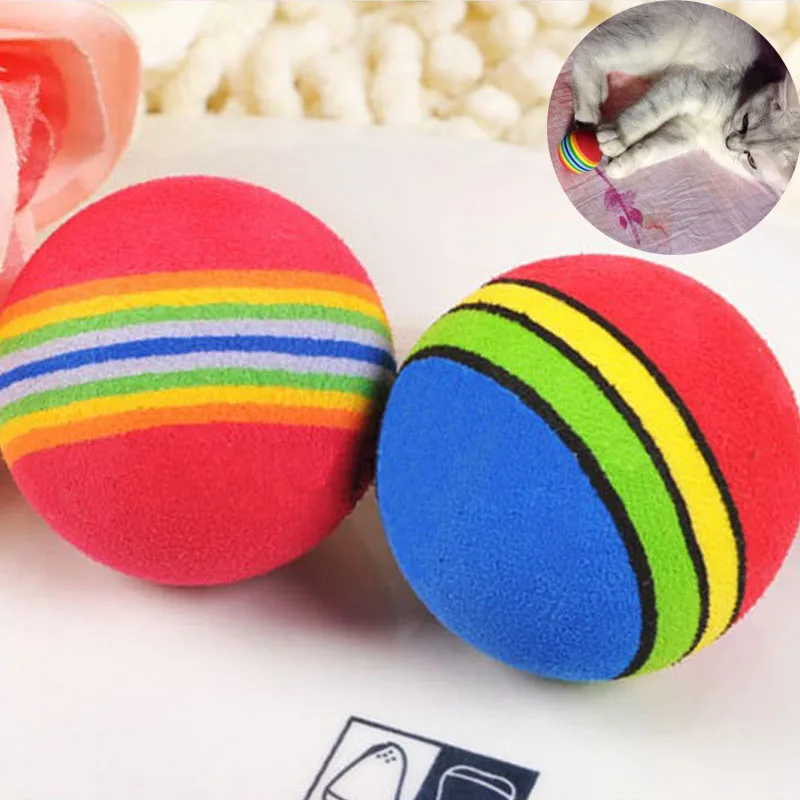 

Hot 10Pcs/lot Rainbow EVA Sponge 3.5cm Ball Toy Small Dog Cat Pet Toys Golf Practice Balls Juguetes Para Gatos