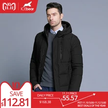ICEbear 2018 new winter men s jacket simple fashion hooded coat knit cuff design male s