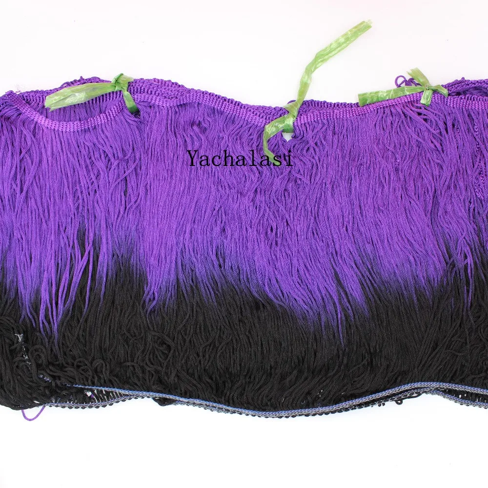 YACKALASI бахрома кисточка Dip краситель Омбре мягкий искусственный шелк латинский макраме танцевальное платье отделка юбка для самбы кисточкой фиолетовый черный 25 см