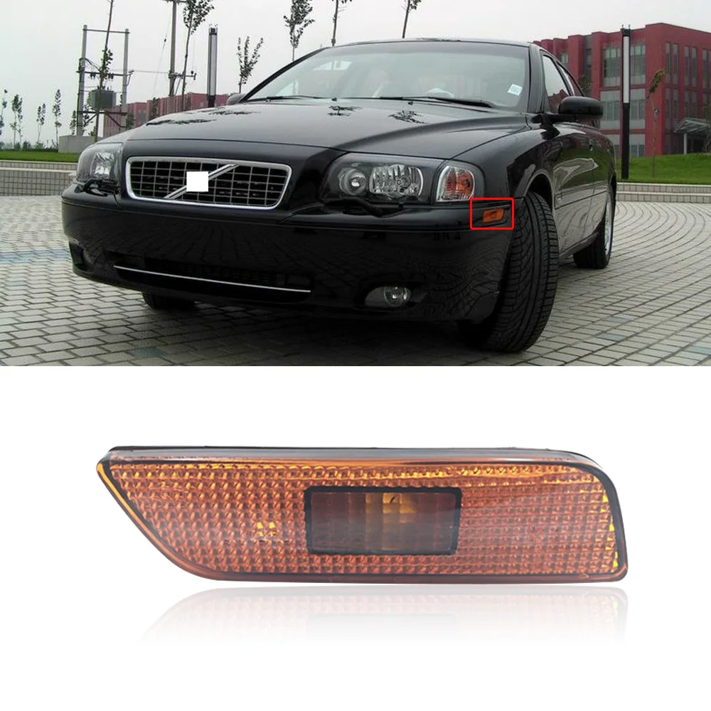 

CAPQX 1PC For Volvo S80 S60 1999-2006 Auto Front Fender Side Marker Light side turn signal lamp Front bumper turn lamp side lamp