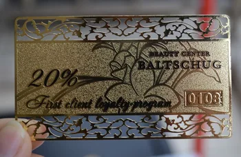 

Copper metal card gold Corrosion convex number GLOSSY GOLD Pattern CUTOUT EDGE