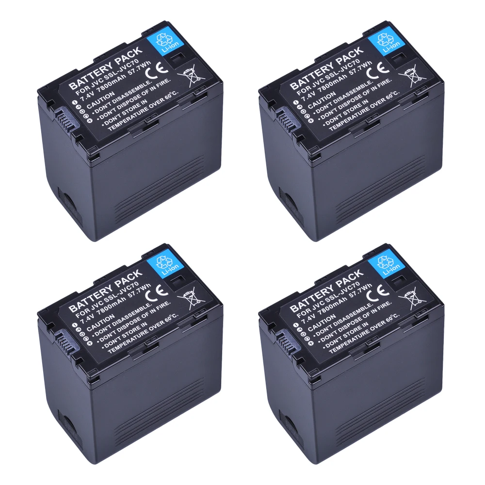 4X 7800mAh 7.4V SSL-JVC70 JVC70 SSL JVC70 Camcorder Battery for JVC SSL-JVC50 JVC70 GY-HMQ10 GY-HM200 GY-LS300 Batteries