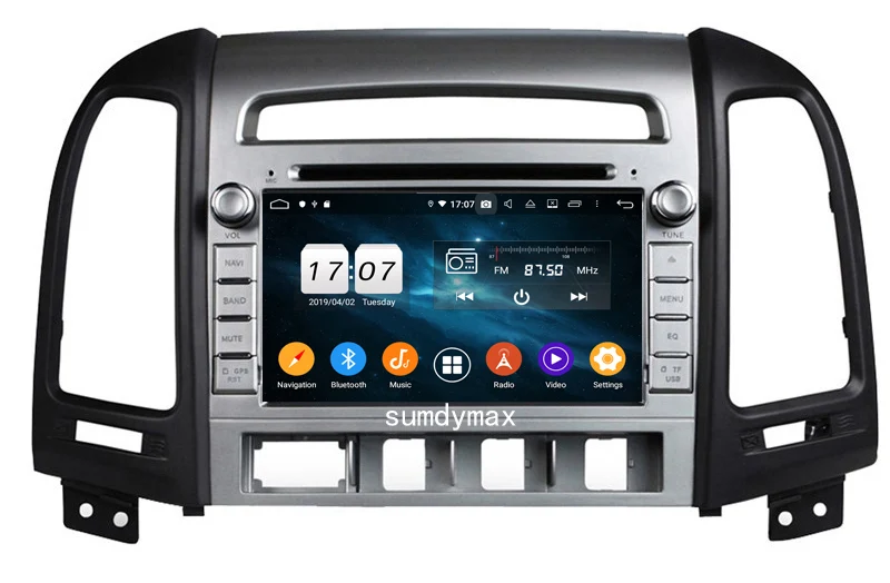 Excellent Octa core 4G android 9.0 car dvd gps for hyundai santa fe 2006-2012 headunit radio recorder 4+64G gps navigaiton audio 7