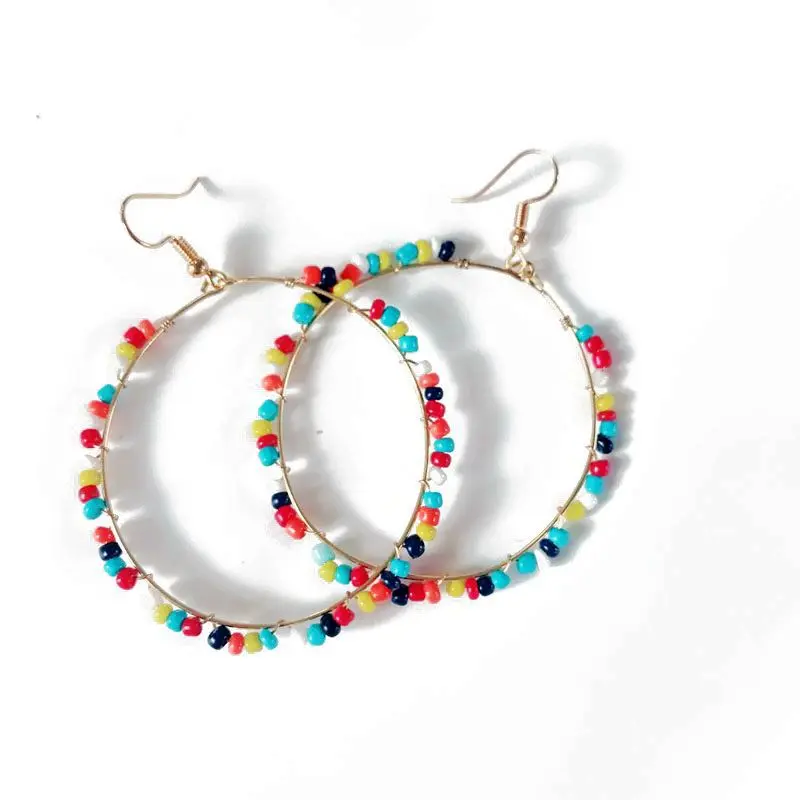 

Free Shipping Sweet Mixed Candy Color Small Cute Beads Big Bohemia Styles Earring