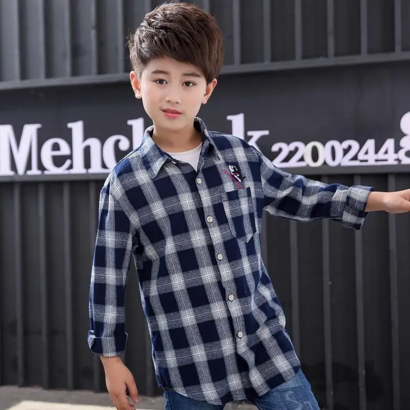 Plaid Shirts For Boys Tops Autumn Children Clothing Teenager Outerwear Kids Blouse Infant Toddler Boy Shirts Chemise Garcon - Цвет: 9