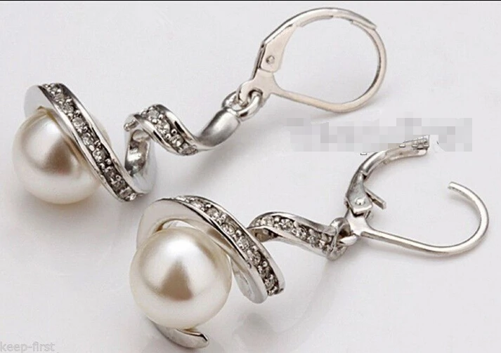 

Free shipping@ Pretty Fashion Lady Jewelry White Shell Pearl Leverback Earrings Eardrop 6.10