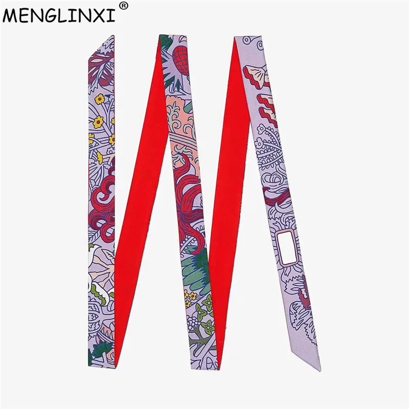 

Luxury Brand Scarves Multifunctional Skinny Silk Scarf Women Fashion Head Scarf For Ladies 200cm Bag Ribbons Female Belt