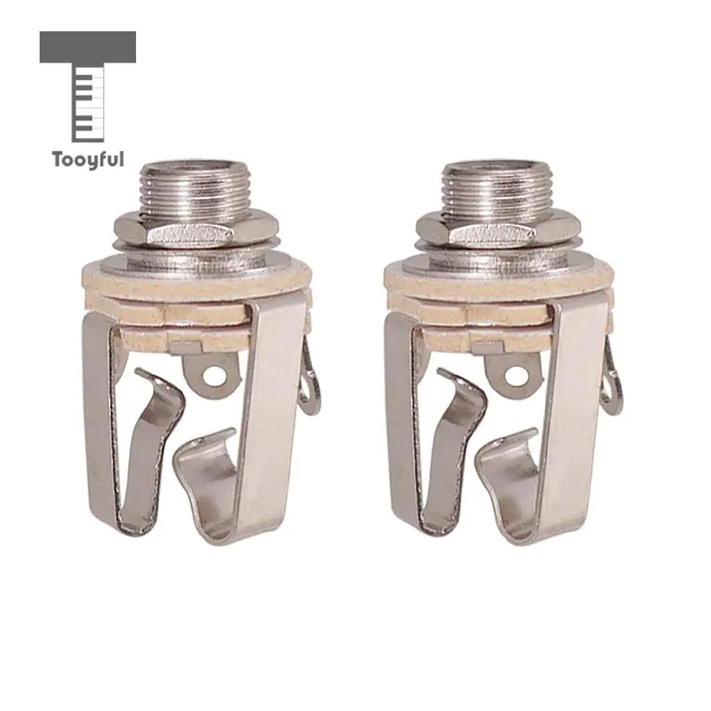 Tooyful 2pcs Brass 1/4' Stereo Output Jack Socket Plate for Guitar Bass Active Pickup Parts