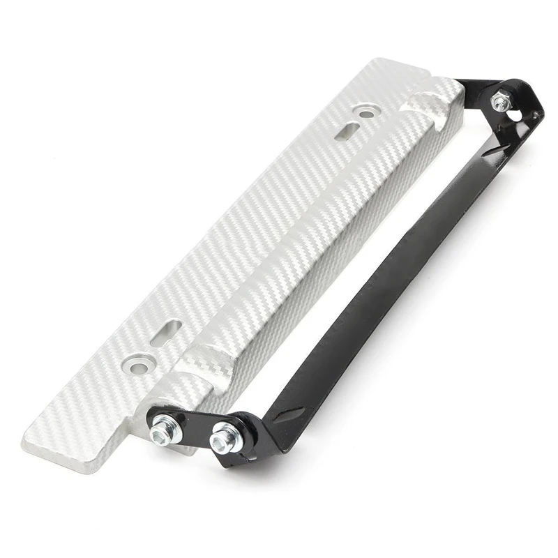 1x 320mm Universal Carbon Fiber Front Bumper License Plate Frame Holder Mount Bracket