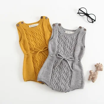 

2018 New Girls Boys Knitted Rompers Fashion Kids Soft Baby Jumpsuits Toddler Playsuits 0-3t