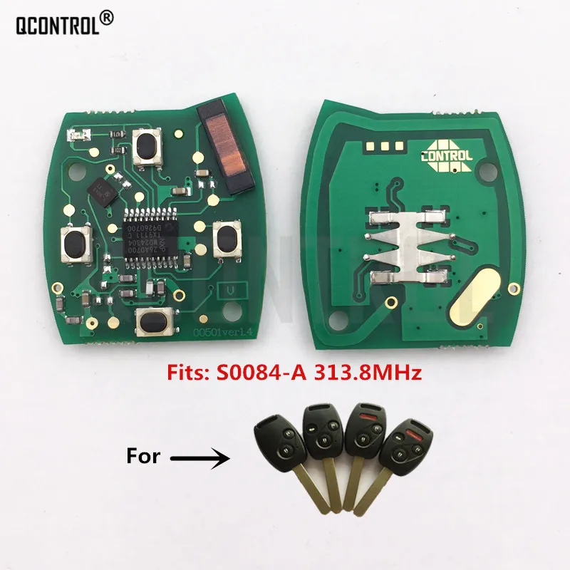 QCONTROL Автомобильный Дистанционный ключ печатная плата для Honda S0084-A Accord CIVIC STREAM 313 МГц/313,8 МГц