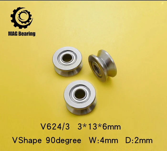 High Quality V624ZZ 10pcs/lot V Groove Sealed Ball Bearing 624VV Guide