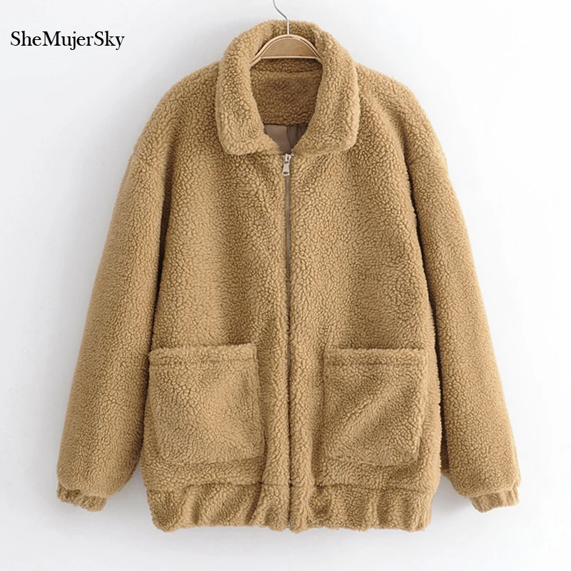 SheMujerSky зимнее пальто для женщин бархатная куртка свободные модные jaquetas feminina однотонные куртки casacos femininos