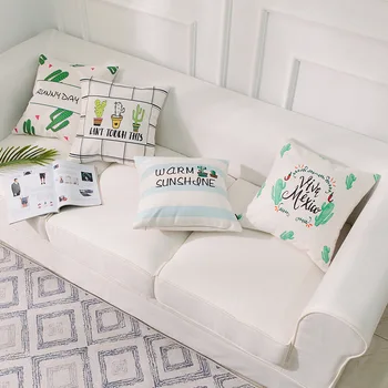 

Cotton Linen Cactus Plant Pattern Pillow Cover Geometry Painting Throw Pillowcases Dropshipping Support Pillows for Neck 45*45cm