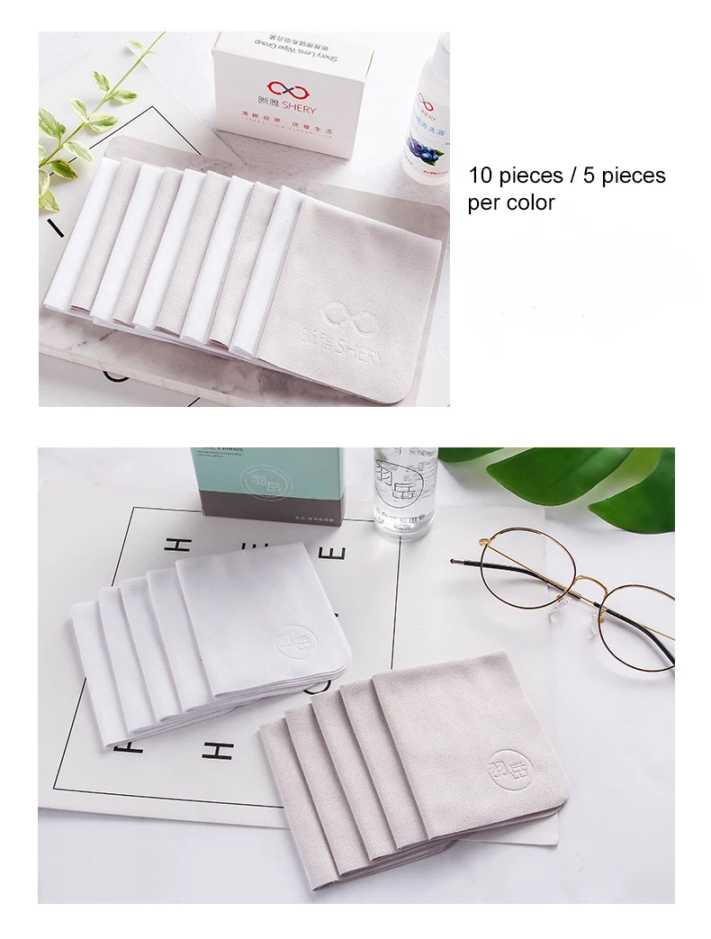 10 pcslots white and gray Chamois Glasses Cleaner Microfiber Glasses Cleaning Cloth For Lens Phone Screen Cleaning Wipes 1 (6)