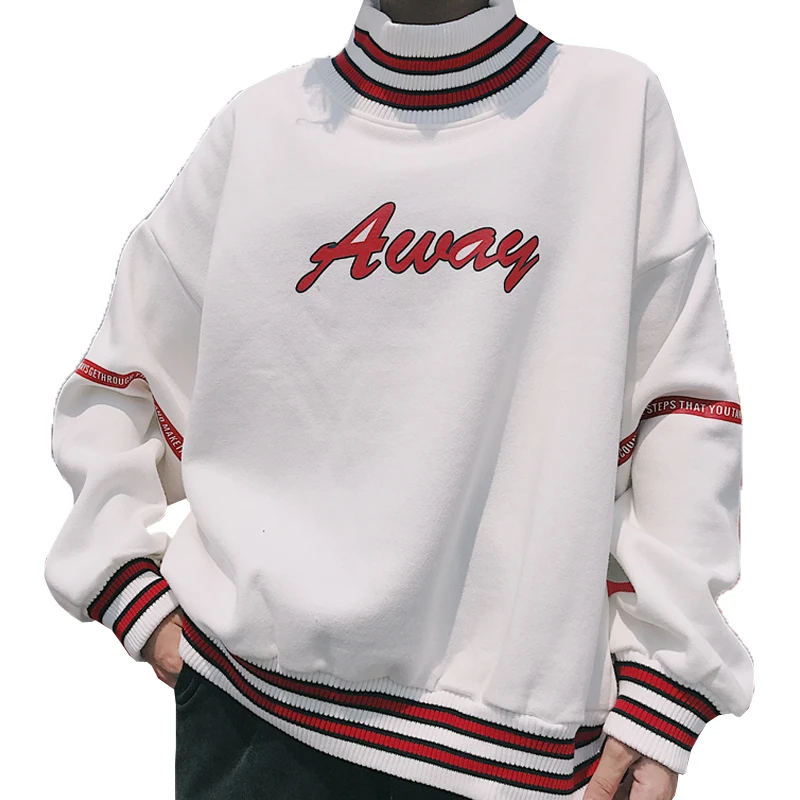  Women Hoodies Sweatshirts 2020 Autumn Korean Style Ulzzang Harajuku Letter Printed Fleece Turtlenec