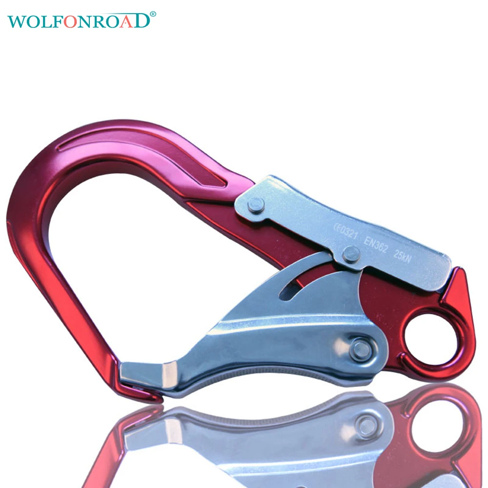 

WOLFONROAD Rock Climbing Auto-locking Directional Connector with Very Large Gate Opening Rescue Big Fixed Hooks L-NTR-20