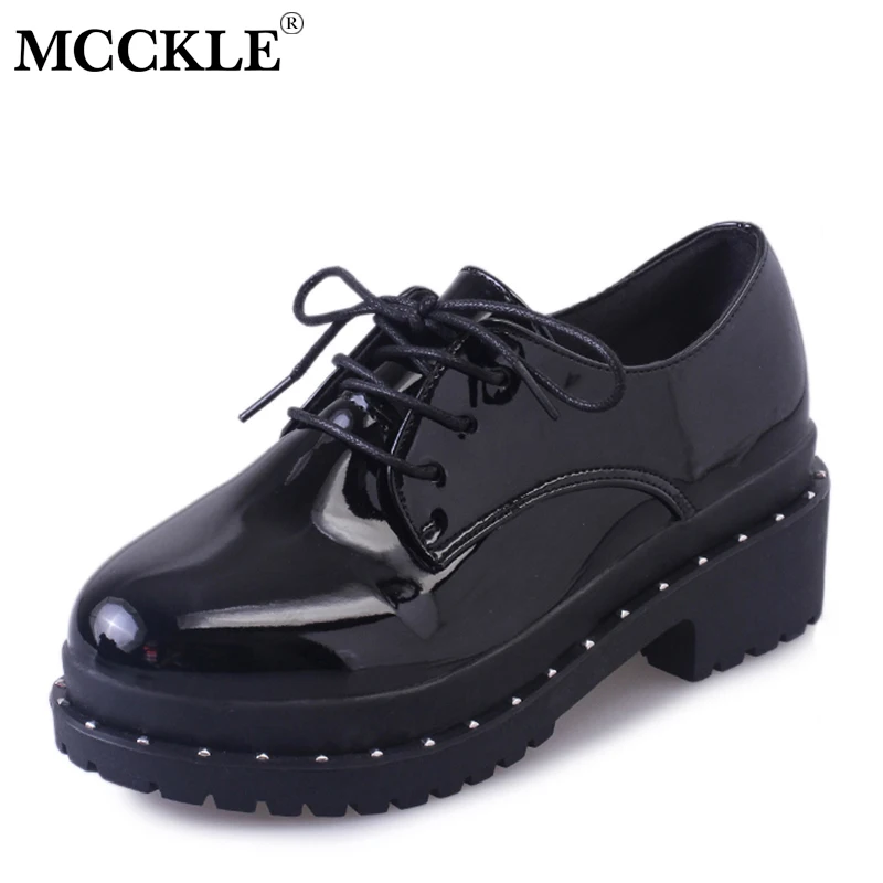 MCCKLE женские туфли на низком каблуке платформе ползунки шнуровке для женщин