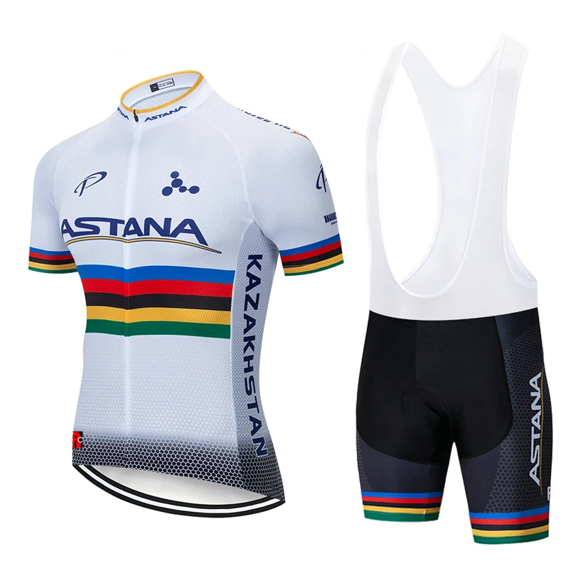Tanie Nowy 2019 niebieski Astana koszulka kolarska 12D spodenki rowerowe zestaw szybkie suche męskie ubrania do jazdy rowerem zespół pro rower Maillot Culotte