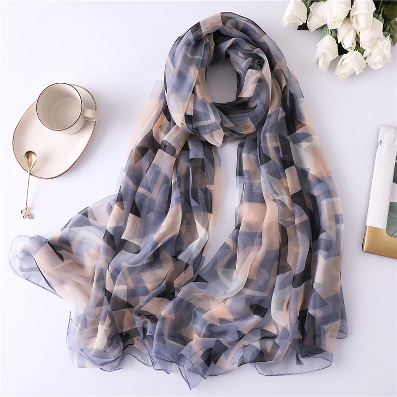

2019 summer silk scarf big size shawls and wrap women hijabs scarfs bandana beach stoles smooth thin pashmina foulard