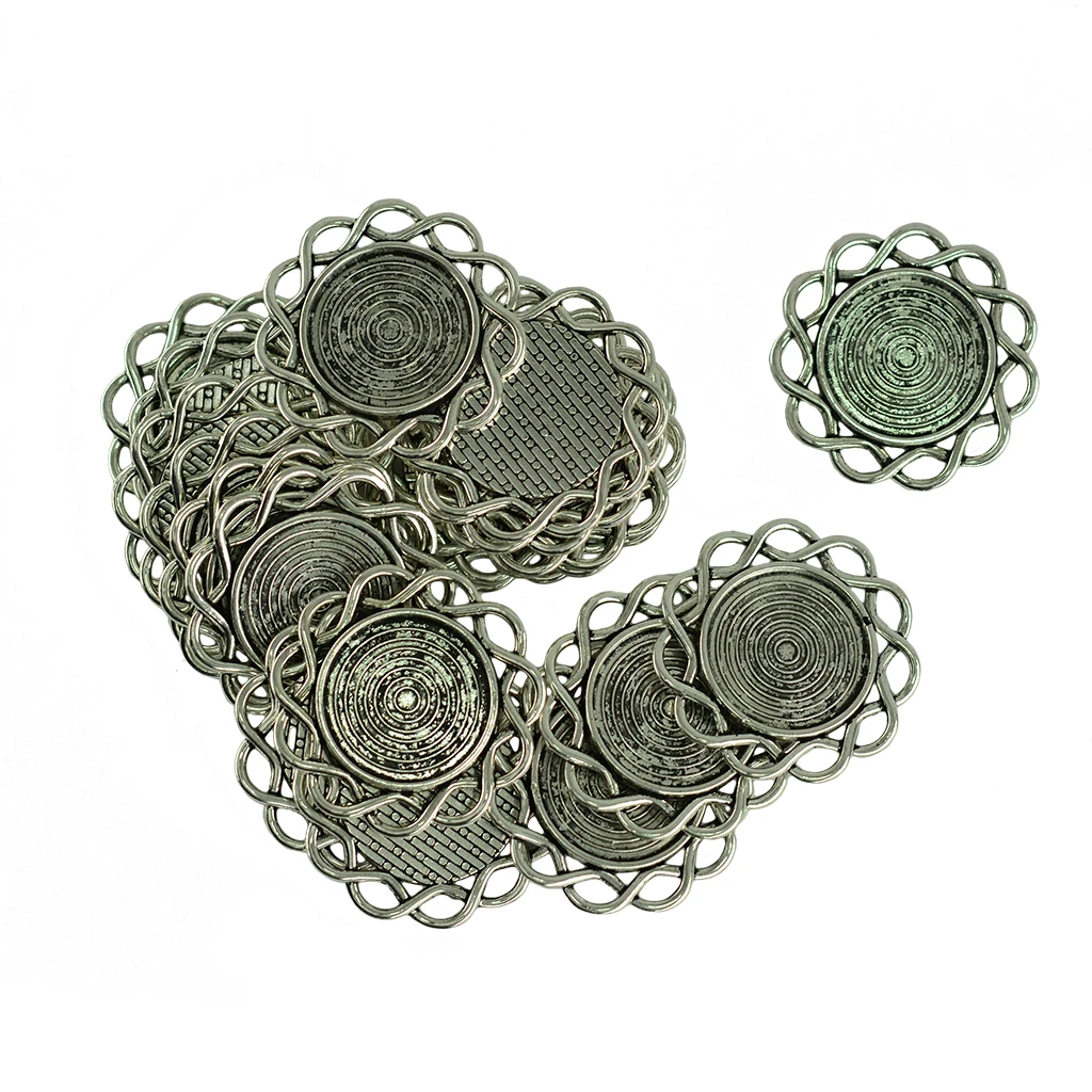 20 Pieces Wholesale Flower Cabochon Frame Bezel Settings Pendants Blank Base Trays DIY Findings