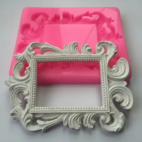 

Rectangular Shape Mirror Design Fondant Cake Mould Cookies Sugarcraft Decoration Silicone Mold Photo Frame Aroma Stone Moulds
