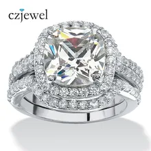 Victoria Wieck Shining 8mm AAA Zircon White Gold Color With Full Tini Stone 3-in-1 Engagement Wedding Ring Set
