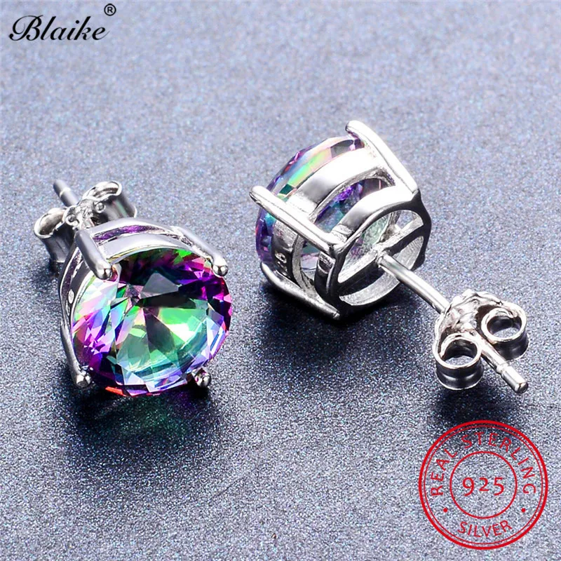 Женские круглые серьги гвоздики Blaike из 100% настоящего серебра 925 пробы с