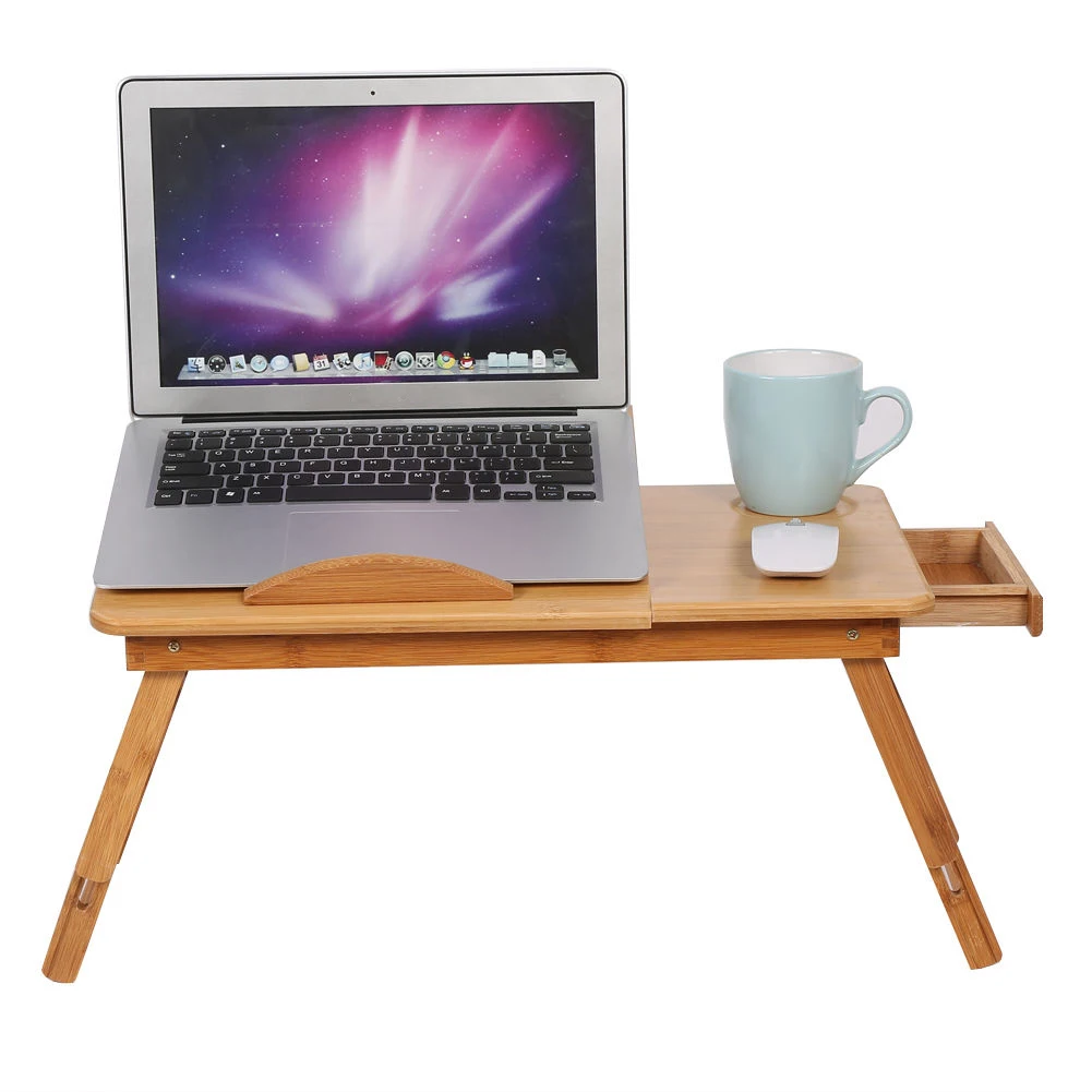 Регулируемый Бамбука мобильный ноутбук стол регулируется Тетрадь компьютера iPad PC Стенд настольный лоток деревянный эргономичный